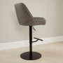 Savoy Storm Grey Velvet Adjustable Bar Stool with Black Base