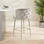 Bella Boutique Grey Velvet Bar Stool with Brushed Steel Legs