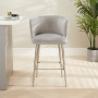 Bella Boutique Grey Velvet Bar Stool with Brushed Steel Legs