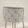 Bella Boutique Grey Velvet Bar Stool with Brushed Steel Legs