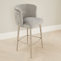 Bella Boutique Grey Velvet Bar Stool with Brushed Steel Legs