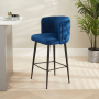 Bella Boutique Blue Velvet Bar Stool with Black Legs