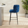 Bella Boutique Blue Velvet Bar Stool with Black Legs