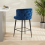 Bella Boutique Blue Velvet Bar Stool with Black Legs