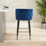 Bella Boutique Blue Velvet Bar Stool with Black Legs