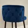 Bella Boutique Blue Velvet Bar Stool with Black Legs