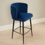 Bella Boutique Blue Velvet Bar Stool with Black Legs