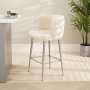 Bella Boutique Champagne Velvet Bar Stool with Brushed Steel Legs