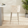 Bella Boutique Champagne Velvet Bar Stool with Brushed Steel Legs