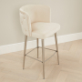 Bella Boutique Champagne Velvet Bar Stool with Brushed Steel Legs