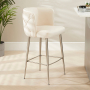 Bella Boutique Champagne Velvet Bar Stool with Brushed Steel Legs