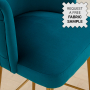 Bella Boutique Teal Velvet Bar Stool with Gold Legs