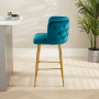 Bella Boutique Teal Velvet Bar Stool with Gold Legs