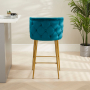 Bella Boutique Teal Velvet Bar Stool with Gold Legs