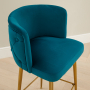 Bella Boutique Teal Velvet Bar Stool with Gold Legs