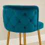 Bella Boutique Teal Velvet Bar Stool with Gold Legs