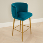 Bella Boutique Teal Velvet Bar Stool with Gold Legs