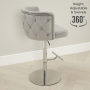 Bella Boutique Grey Velvet Adjustable Bar Stool with Chrome Base