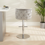 Bella Boutique Grey Velvet Adjustable Bar Stool with Chrome Base