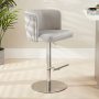 Bella Boutique Grey Velvet Adjustable Bar Stool with Chrome Base