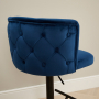 Bella Boutique Blue Velvet Adjustable Bar Stool with Black Base