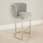 Bonita Boutique Grey Velvet Bar Stool with Chrome Base