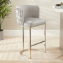 Bonita Boutique Grey Velvet Bar Stool with Chrome Base