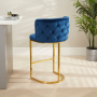 Bonita Boutique Blue Velvet Bar Stool with Gold Base