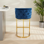 Bonita Boutique Blue Velvet Bar Stool with Gold Base