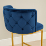 Bonita Boutique Blue Velvet Bar Stool with Gold Base