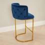 Bonita Boutique Blue Velvet Bar Stool with Gold Base