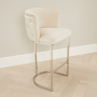 Bonita Champagne Velvet Bar Stool with Chrome Base