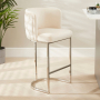 Bonita Champagne Velvet Bar Stool with Chrome Base