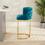 Bonita Boutique Teal Velvet Bar Stool with Gold Base