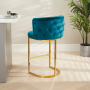 Bonita Boutique Teal Velvet Bar Stool with Gold Base