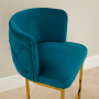 Bonita Boutique Teal Velvet Bar Stool with Gold Base