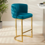 Bonita Boutique Teal Velvet Bar Stool with Gold Base