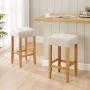 Toft Vintage Natural Linen Fabric Counter Bar Stool with Oak Legs