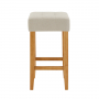 Toft Vintage Natural Linen Fabric Counter Bar Stool with Oak Legs