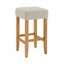 Toft Vintage Natural Linen Fabric Counter Bar Stool with Oak Legs