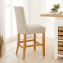 Chester Natural Oatmeal Fabric Counter Bar Stool with Oak Legs