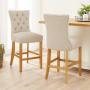 Chester Natural Oatmeal Fabric Counter Bar Stool with Oak Legs