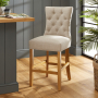 Chester Natural Oatmeal Fabric Counter Bar Stool with Oak Legs