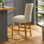 Chester Natural Oatmeal Fabric Counter Bar Stool with Oak Legs