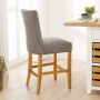 Chester Grey Fabric Counter Bar Stool with Oak Legs