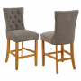 Chester Grey Fabric Counter Bar Stool with Oak Legs