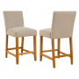 Monty Natural Oatmeal Fabric Counter Bar Stool with Oak Legs