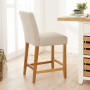 Monty Natural Oatmeal Fabric Counter Bar Stool with Oak Legs