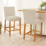 Monty Natural Oatmeal Fabric Counter Bar Stool with Oak Legs