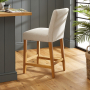 Monty Natural Oatmeal Fabric Counter Bar Stool with Oak Legs